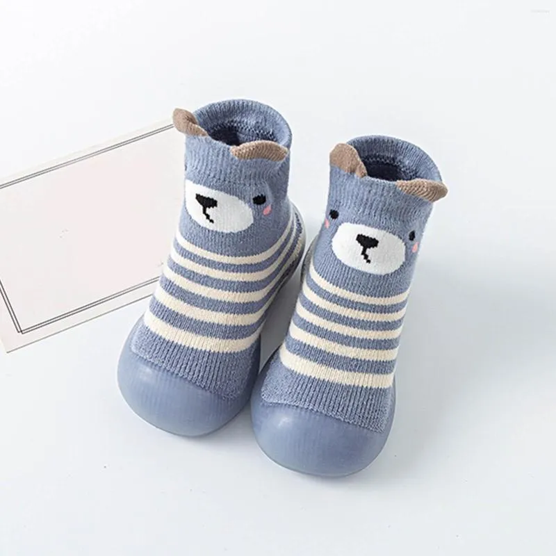 First Walkers Strap Baby Shoes Infant Boys Girls Animal Cartoon Socks Toddler Fleece WarmThe Floor Size 6 Wide