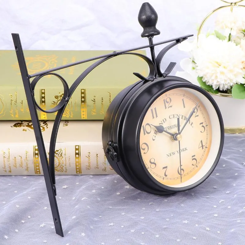 Wall Clocks Double- Sided Large Digital Clock Vintage Metal Silent Grand Central Station Creative 360 Degree