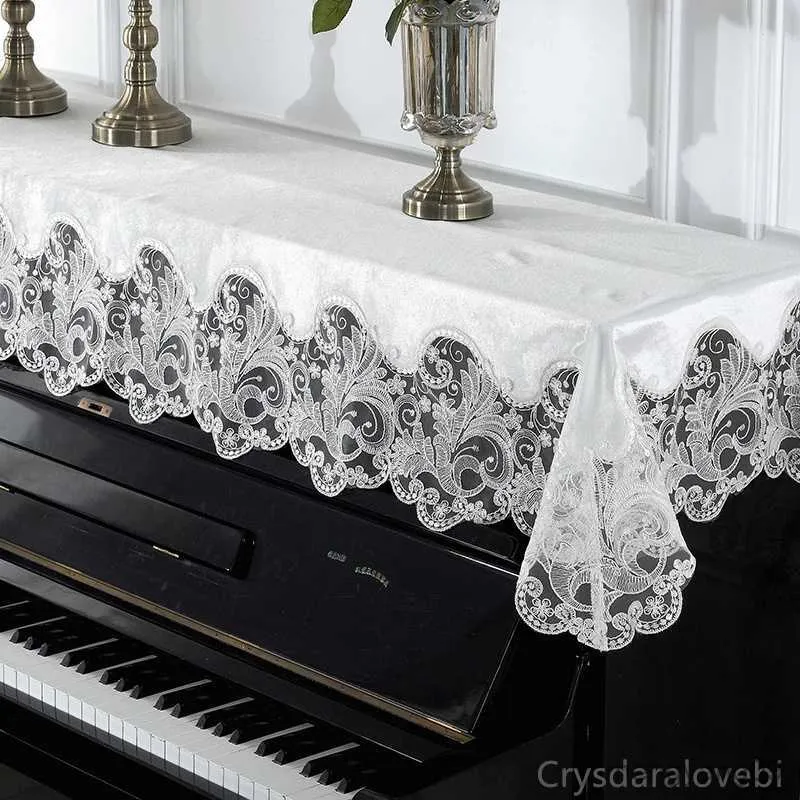 Dust Cover High-end Lace Piano Cover Half Cover 100*200cm Korean Piano Cloth Piano Towel Princess Style White Piano Full Cover R230803