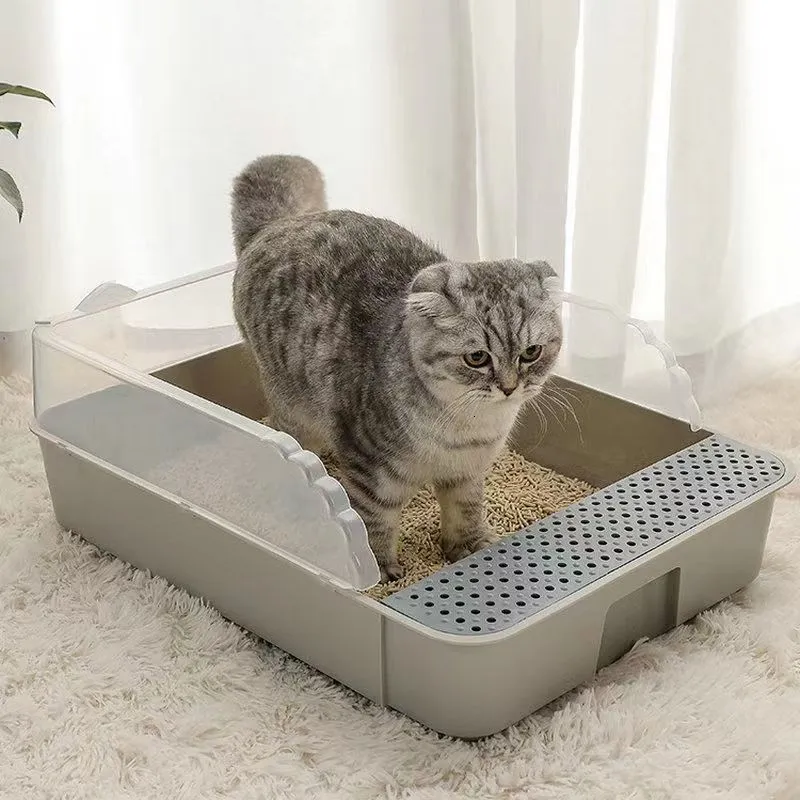 その他の猫用リッターボックス大規模な半書かれた猫のトイレ脱臭抗砂and砂サイズの子猫猫のリターボックスキャットサプライ230802