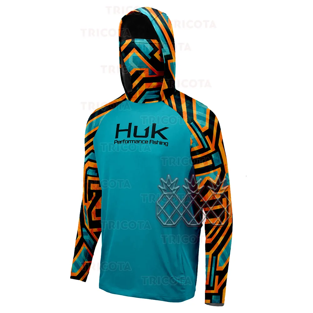 Wetsuits Drysuits HUK Fishing Shirt Hoodie With Face Mask Men Breathable  Anti Mosquito Fishing Performance T Shirts Long Sleeve Anti Uv Clothing  230802 From 18 €