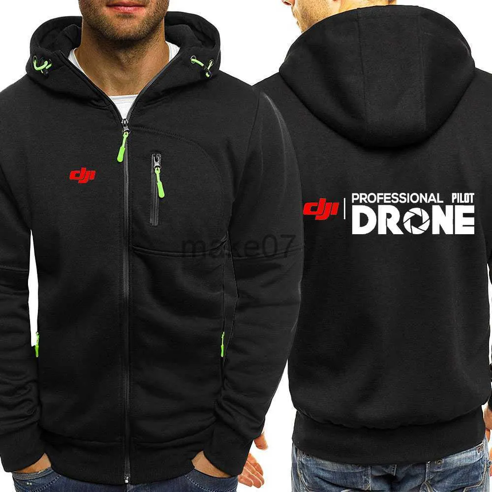 Moletons com capuz masculino Dji Professional Pilot Drone Print Hoodies Masculino Hip Hop Harajuku Moletom com capuz de manga comprida Jaqueta com zíper Jaqueta com capuz Roupas com capuz J230803