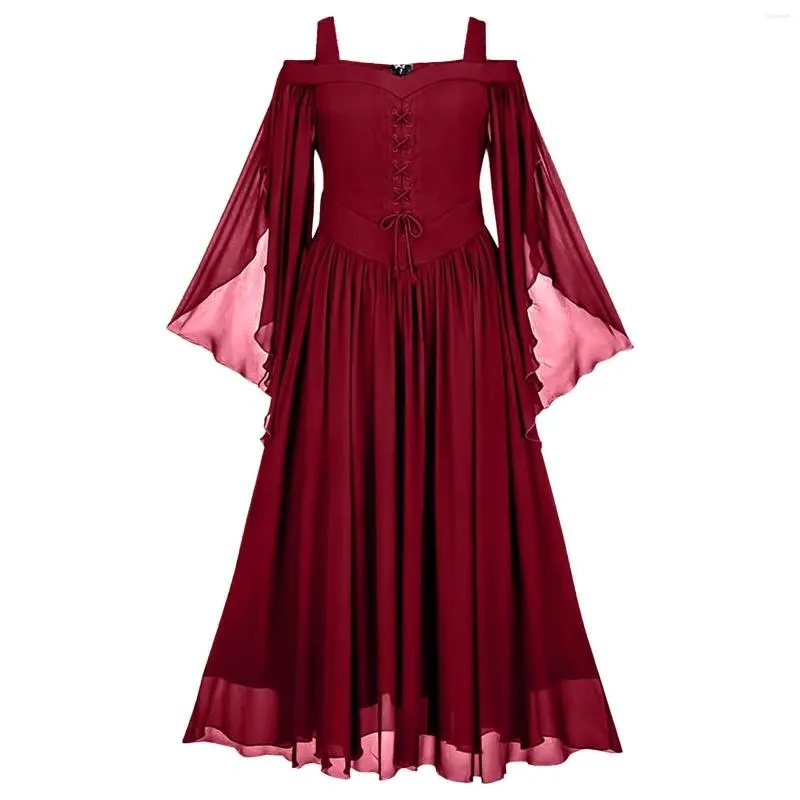 Robes décontractées 2023 Halloween gothique robe de bal pour les femmes Cocktail rétro épaule froide papillon manches robe de bal