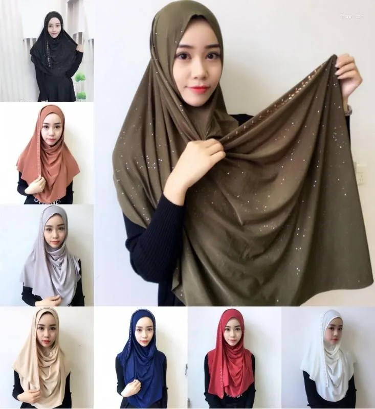 Eşarp moda bayanlar Müslüman başörtüsünü sarmış eşarp İslami Hijab Arap Türban Şalları Düz ​​Renk Mizaç Kadınları