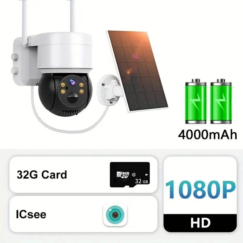 Wireless Solar Security Camera - 1080P Outdoor WiFi Camera, Battery ...