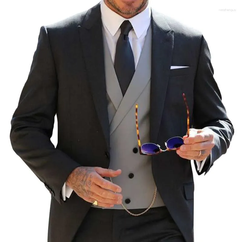Men's Suits 2023 Spring Fashion Handsome Classic Formal Men Black Solid Color Suit Slim Wedding Dinner Groom Wear Business Male Clothing
