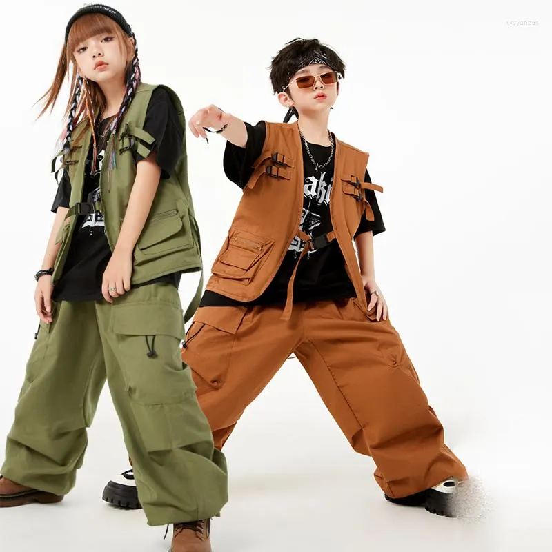 Stage Wear Hip Hop Children'S Fashion Clothes Loose Vest Hiphop Pants Suit Boys Streetwear Girls Jazz Dance Performance DQS13744