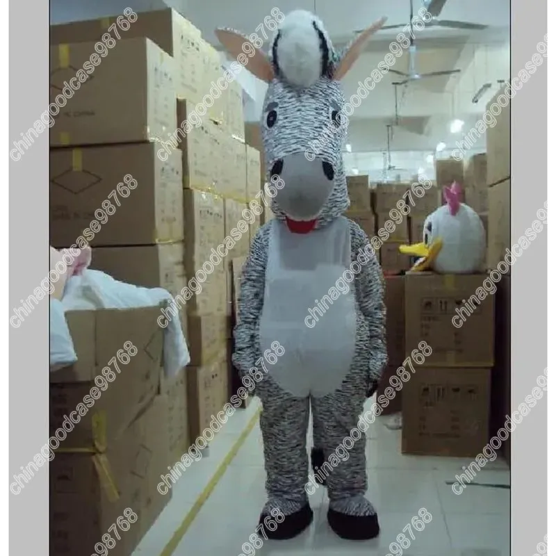 Yetişkin Characte Gri Zebra Maskot Kostümü Cadılar Bayramı Noel Elbisesi Tam Vücut Props Kıyafet Maskot Kostüm