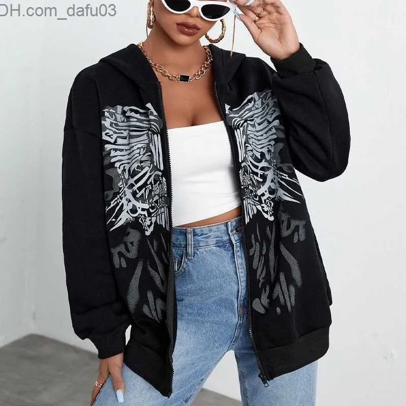 Men's Hoodies Sweatshirts Women's Street Black Butterfly Print Zipper Vintage Top Hoodie Sweater Hoodie Kawaii Shirt Grunge Y2k Clothing Autumn Jacket Z230803