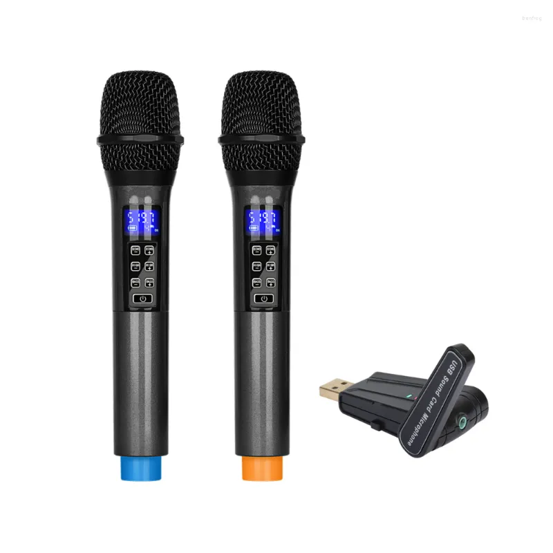 Ordinateur portatif de système de microphone sans fil d'UHF de microphones avec la carte son d'USB d'interface de casque