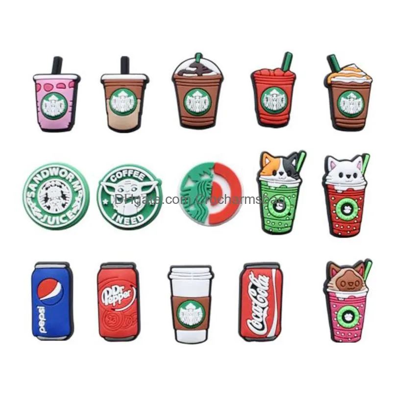 Shoe Parts Accessories Coffee Clog Charms Pvc Soft Rubber