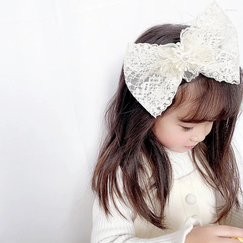 Hair Accessories Lace Bow Baby Headband White Embroidery Flower Princess Bands Infant Girls Turban Toddler Headwear Kids