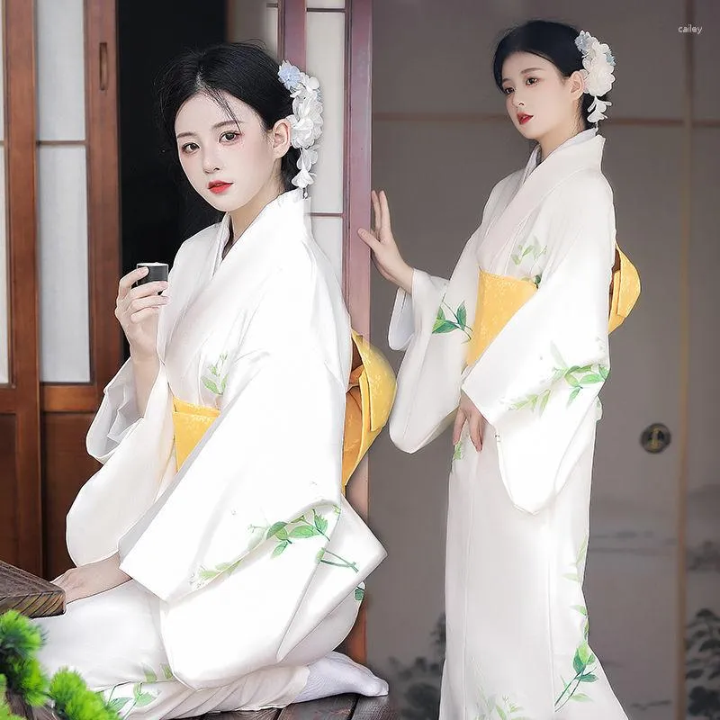 Vêtements Ethniques 2023 Kimono Blanc Femme Japonaise Geisha Traditionnelle Anime Japones Thaïlande