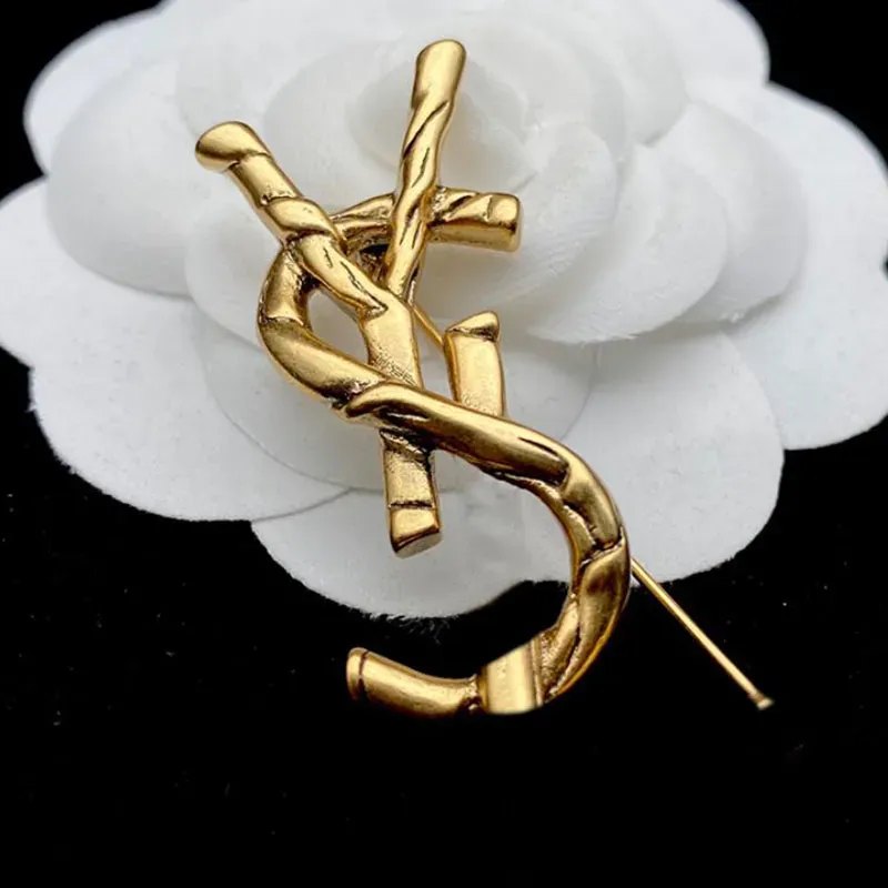 Bamboo Texture Brooch Designer Letter Brooch Pins Luxury L Fashion High Quality Jewelry Women Men Unisex Gold Broochs G238034C