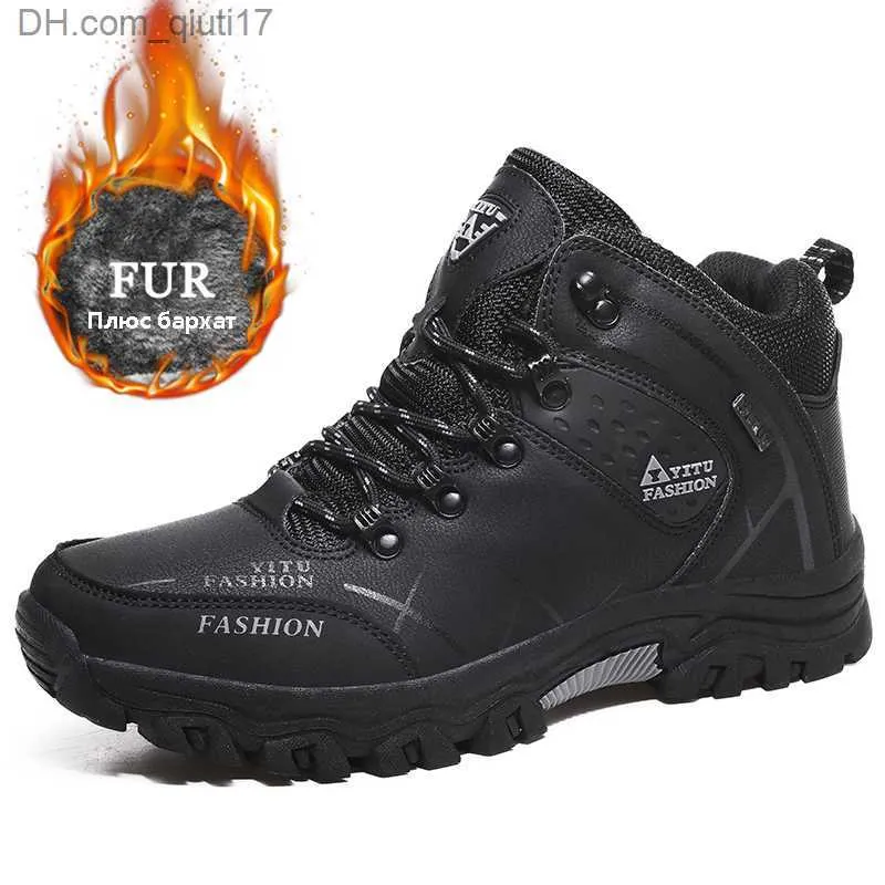 Boots Men's Winter Snow Boots مقاومة للماء وأحذية رياضية مضادة للانزلاق أحذية دافئة للرجال في الهواء الطلق أحذية المشي لمسافات طويلة مقاومة للارتداء Z230803