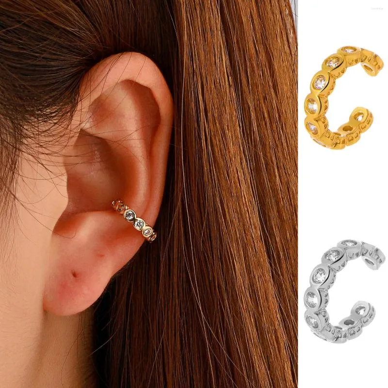 Backs Earrings Boutique Copper Earring Clip Free Hole Golden Zircon Fashion Personality Punk Ear Bone Jewelry Accessories Gifts