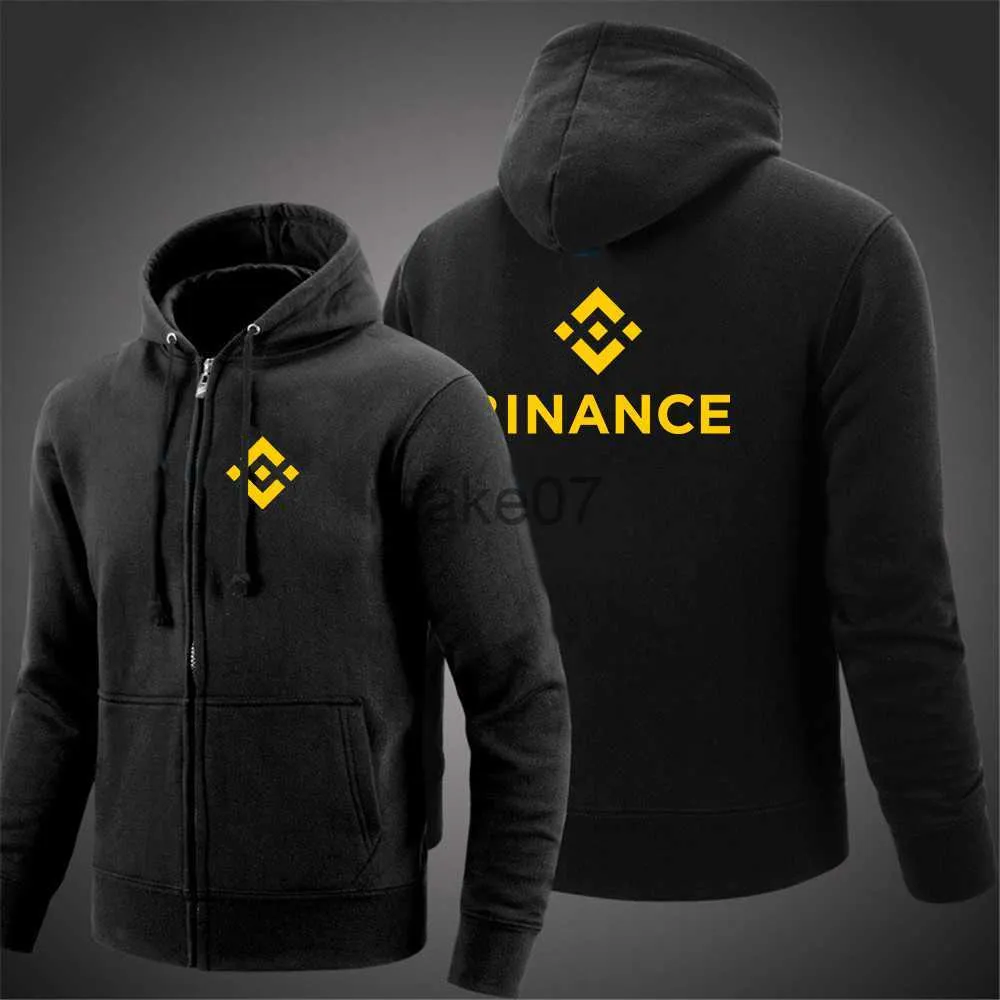 Moletons com capuz masculinos Binance Crypto 2022 masculinos novos, cor sólida, mangas compridas, moda, zíper, jaquetas com capuz, moletons, casacos com capuz, moletons, top J230803