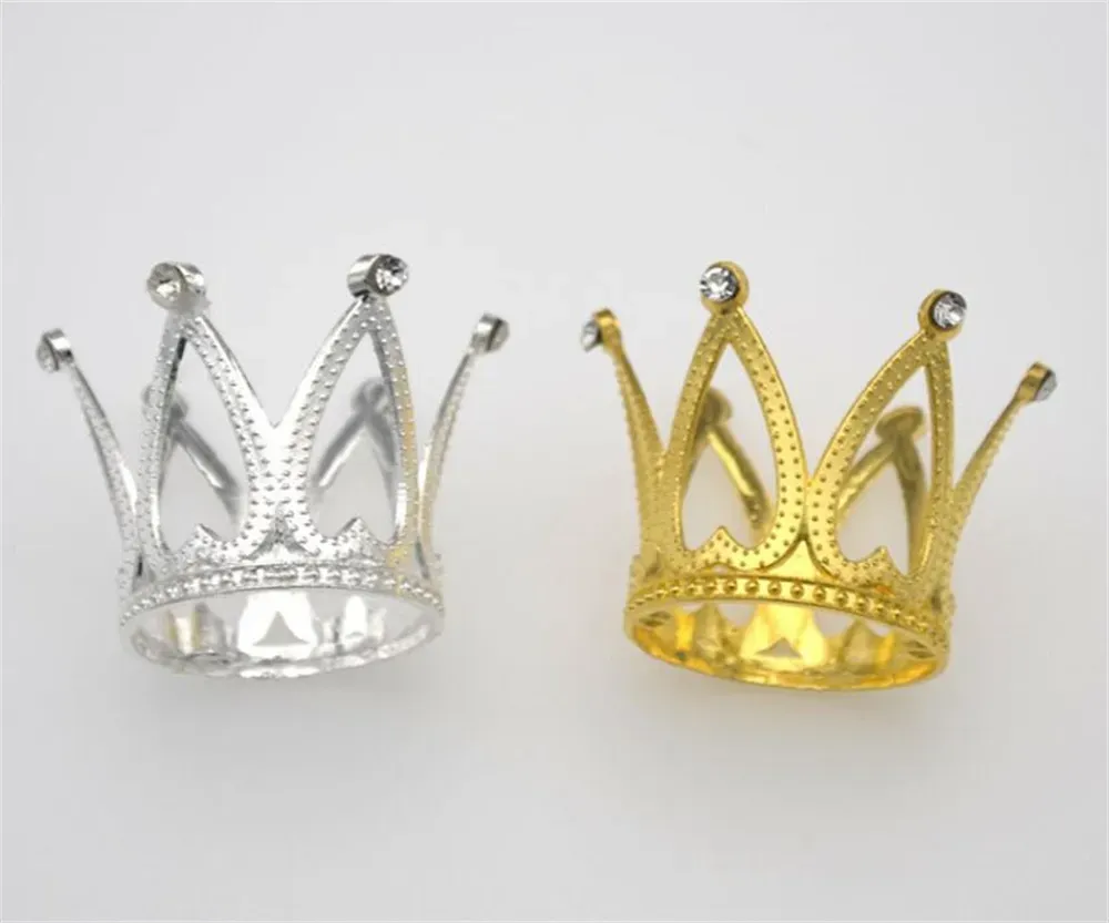 Usine Bougeoirs Couronne Gâteau Topper Vintage Tiara Toppers Baby Shower Anniversaire Décoration Or Argent Petit pour Garçons Filles LL