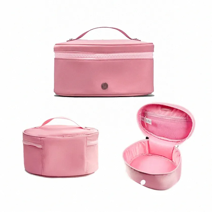 DHgate Lulu Oval Top Access Cosmetic Bag Pouch for Women 3.5L Nylon Makeup Bag Mirror Clutch Bag Pochette Tote Bags Luggage Accessories