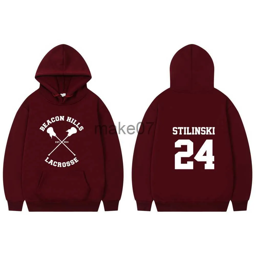 Sweats à capuche pour hommes Sweats à capuche pour hommes Sweats polaire Teen Wolf Pull à capuche rouge Femme Streetwear Sweat léger Stilinski 24 Lahey McCal J230803