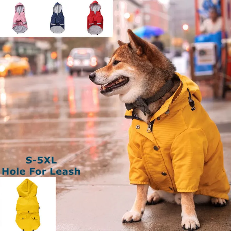 Hundkläder Waterproof Raincoat Pet Jacket Bulldog Windbreaker Poodle Pug Bichon Puppy Coat Rainwear Pu S 5xl High Quality 230802