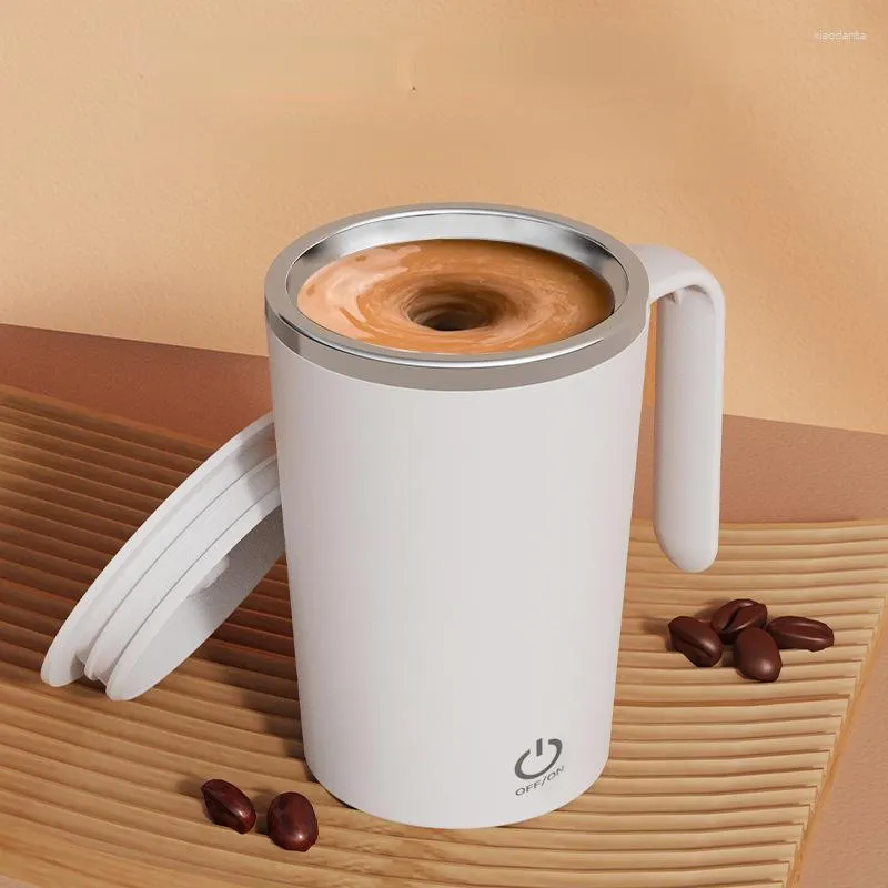 Muggar Automatisk mixer mugg rostfritt stål elektrisk kopp för lyxkaffe självblandande koppar frukostblender dricksvaror med lock gåva