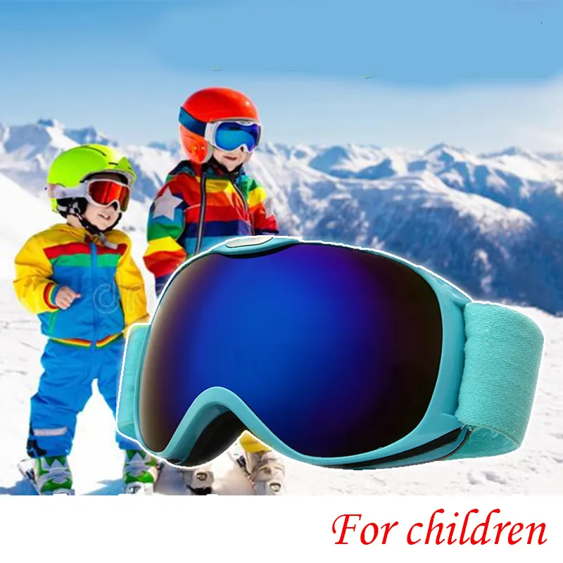Skidglasögon barn skidglasögon anti-dimlek dubbel lager stora sfäriska skidglasögon barn snowboard vinter utomhus sportglasögon för ålder 4-14 230802
