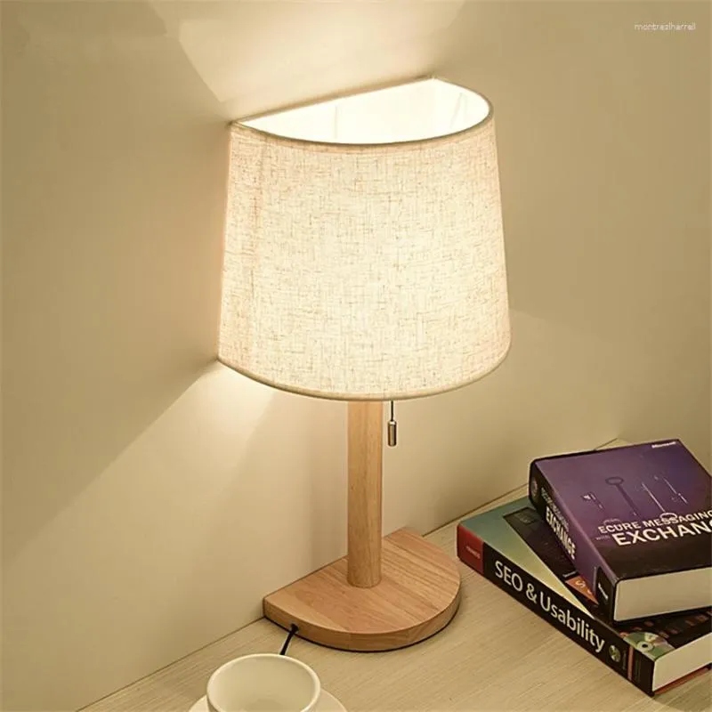 Tischlampen Japan Sank Holz Pull Line Schalter Arbeitszimmer Schlafzimmer Nachttisch Koreanisches Wohnzimmer Stoffleuchten Schreibtisch Deko E27 Beleuchtung