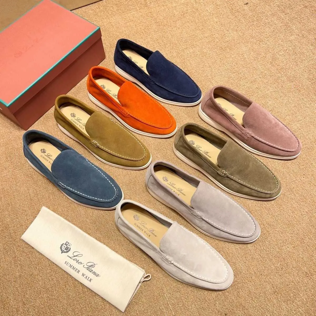 Loro Piano Top-quality Classic Suede Slip on Atmospheric Flat Casual Light Lazy Shoes Couple Slip-on Shoe High Quality