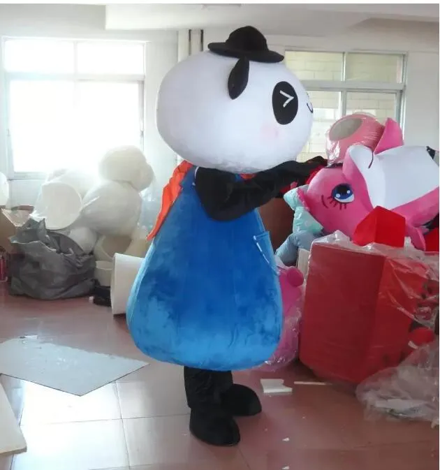Costumi mascotte Personaggio dei cartoni animati per adulti di alta qualità Costume da mascotte panda blu carino Costume da festa di Hallooween