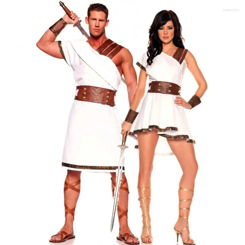Vêtements ethniques M-XL adulte Halloween grec ancien égyptien hommes et femmes Couple guerrier Costume Cosplay scène porter