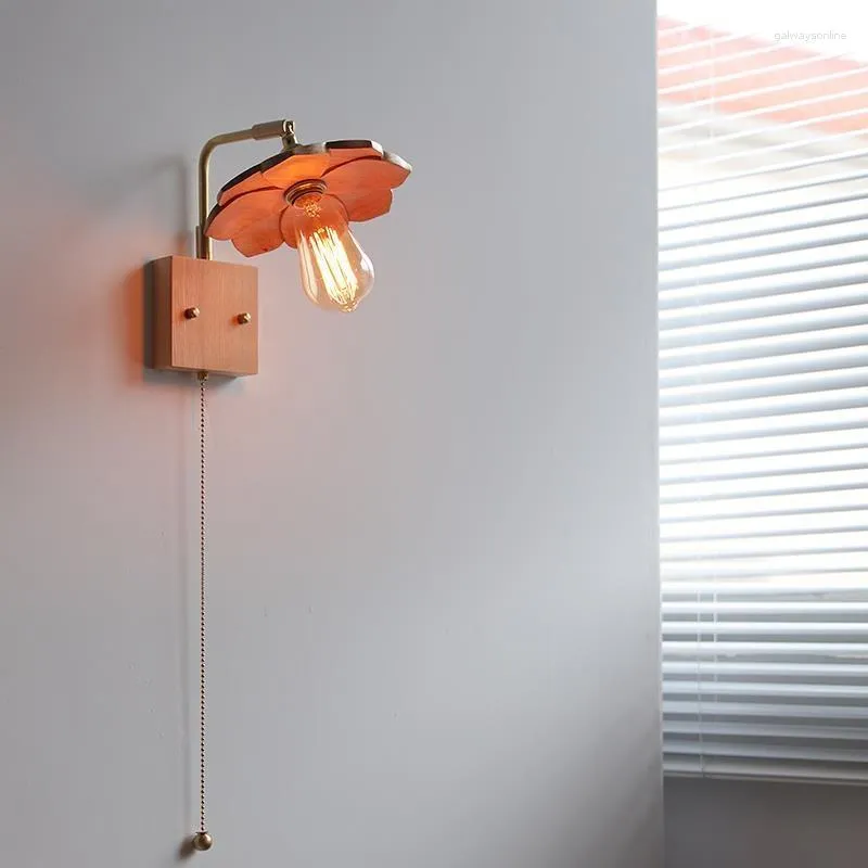 Lampa ścienna szkło antyczne drewniane koło pasowe LED Montowanie Lekkie Wodoodporne oświetlenie do łazienki