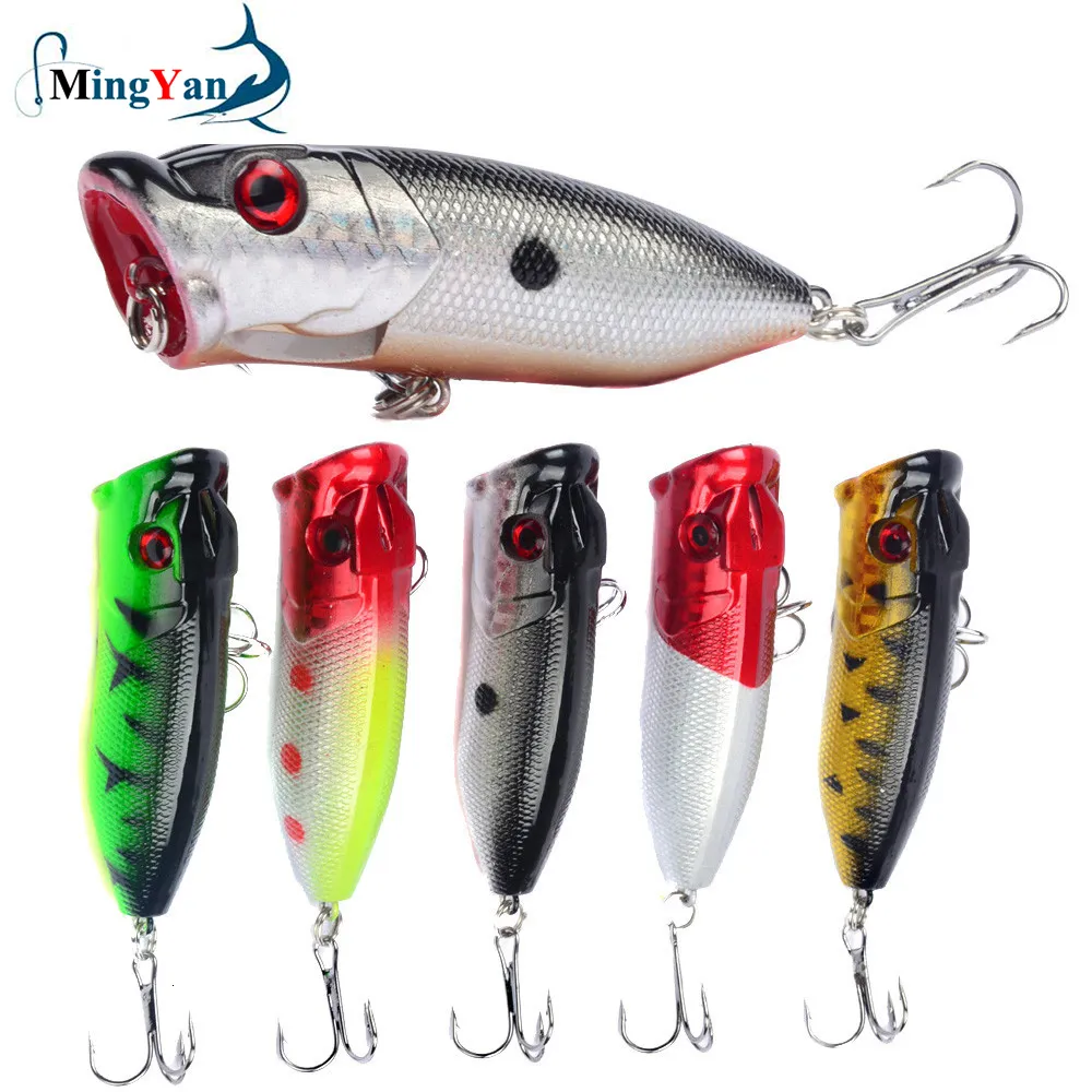 Baits Lures 1pcs Fishing Topwater Popper Bait 65cm 12g Hard Artificial Wobblers Plastic Tackle with 6# Hooks 230802