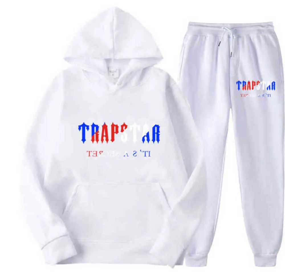 TRACJSUT TRAPSTAR BRAND DREKTOWANA SPORTWAJ MĘŻCZYZN T SHIRTY 16 Kolory ciepłe dwa kawałki Ustaw luźne bluzy bluzy bluzy joggingowe moda 699s