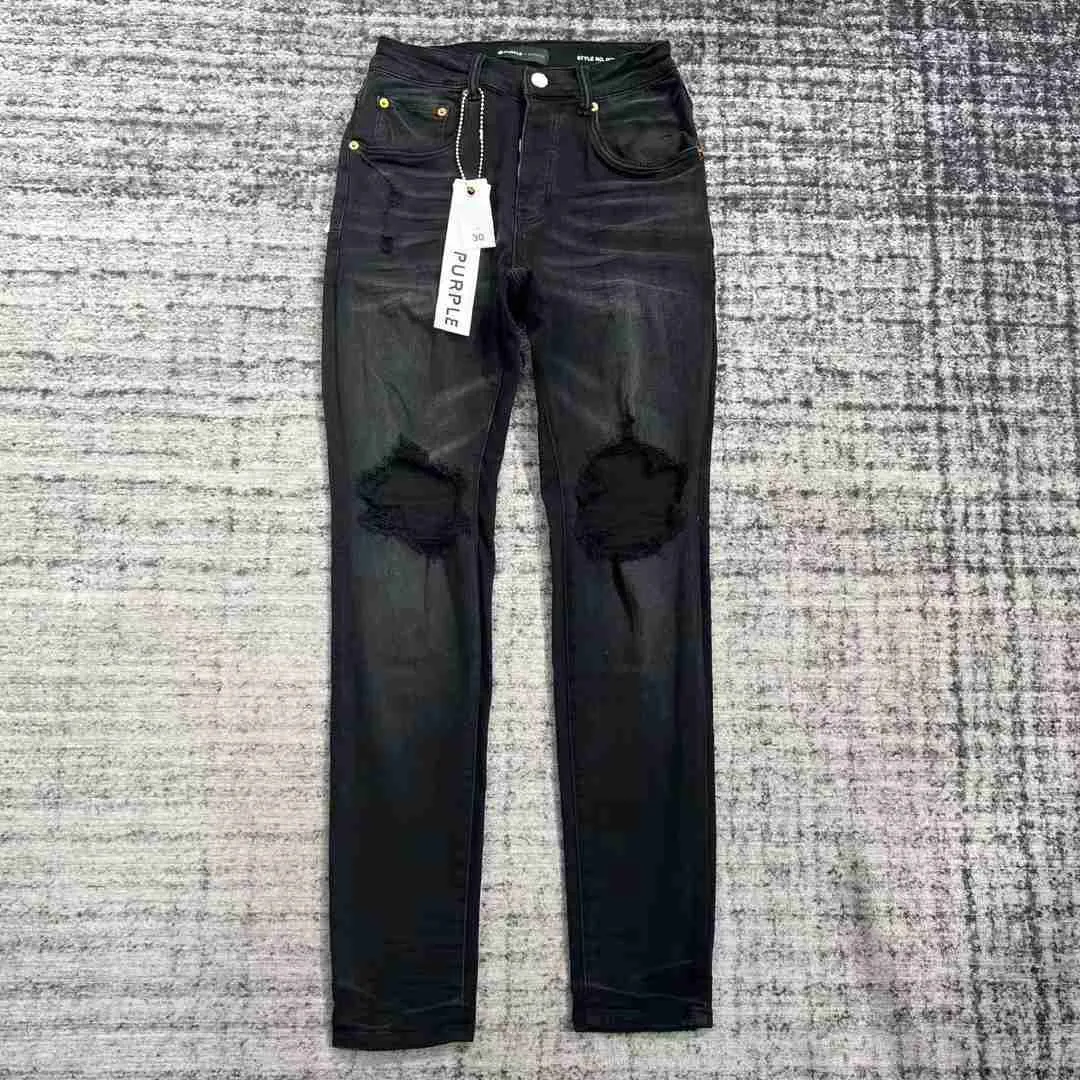 Purple-brand Moda Jeans para hombre Estilo fresco Diseñador de lujo  Pantalón de mezclilla desgastado Rasgado Biker Negro Azul Jean Slim Fit  Tamaño de