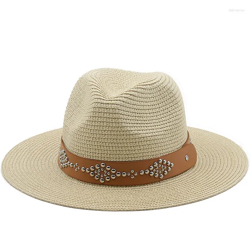 Szerokie brzegi czapki proste dziewczyna Summer Panama for Women Men Beach Jazz Hat Cooling Ladies łowienie słomy słońca