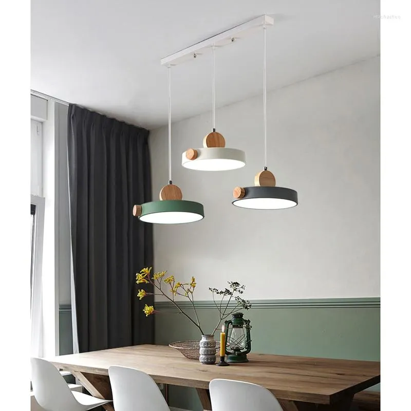 Lampes suspendues nordique 45W salle à manger Led lustre créatif chambre chevet Restaurant Bar lumière acrylique lampe Table éclairage