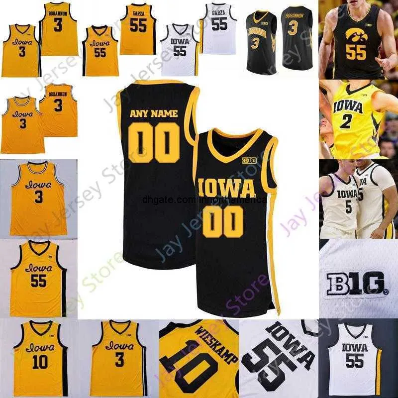 Custom 2021 Iowa Hawkeyes Basketball Jersey Ncaa College Luka Garza Joe Wieskamp Cj Fredrick Bohannon Connor Mccaffer