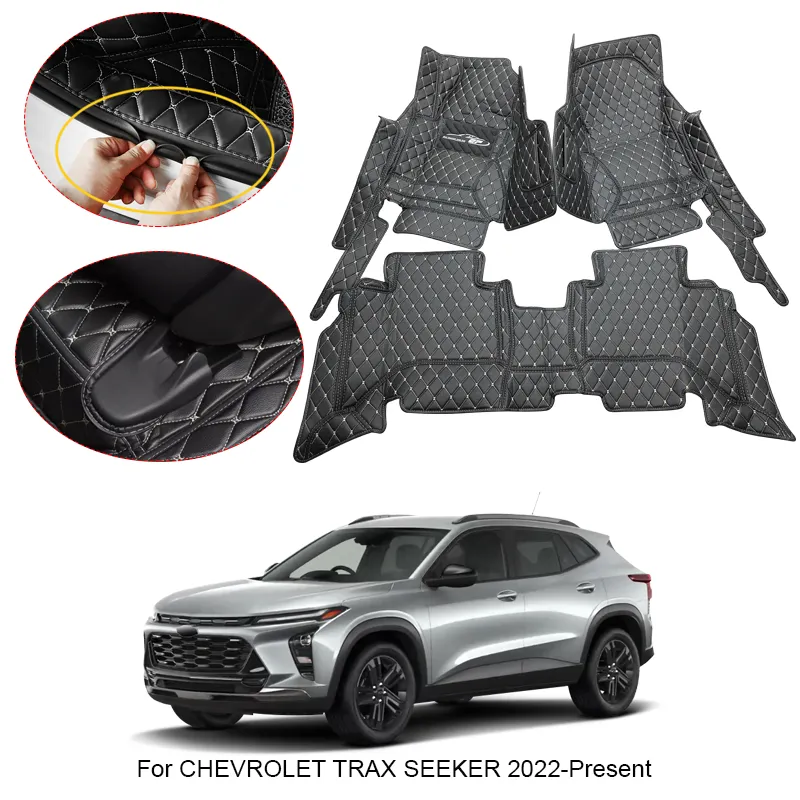 Alfombrilla envolvente completa 3D para coche para Chevrolet TRAX SEEKER CROSSOVER 2022-2025, almohadillas protectoras para pies, alfombra de cuero PU impermeable