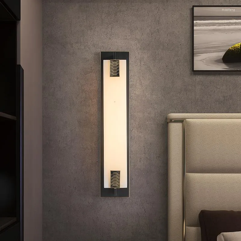 Lampa ścienna Oufula Mosiężna LED Nowoczesne luksusowe marmurowe elementy sconces Handel Indoor Decor do domowej sypialni korytarz salonu