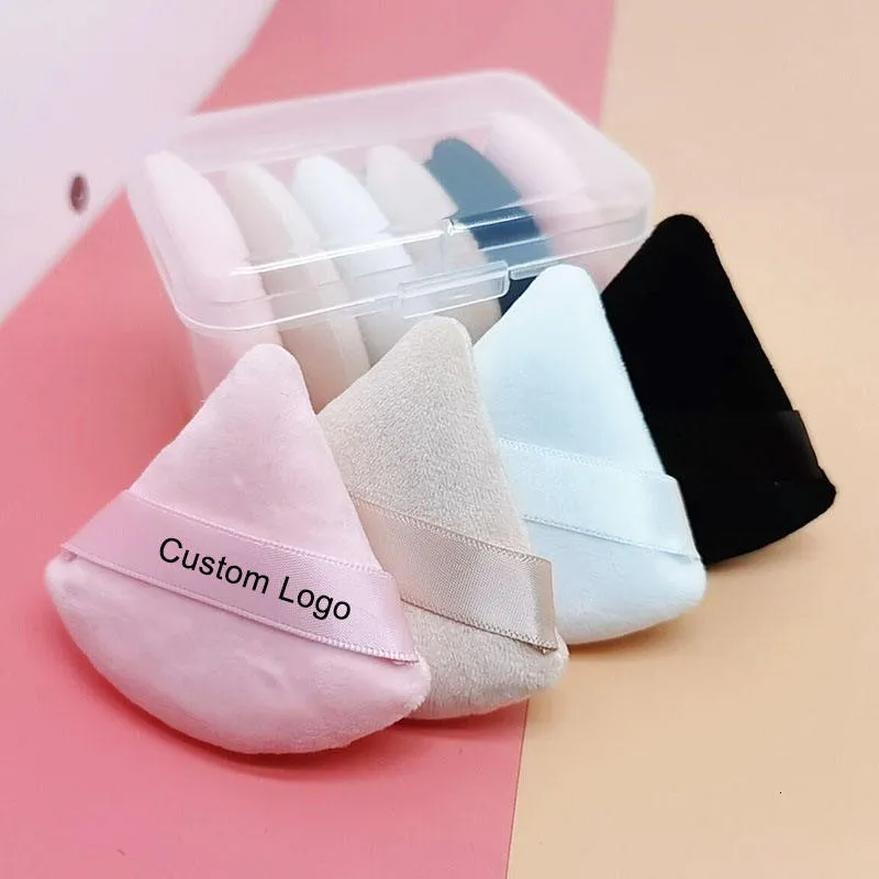 Sponges Applicators Cotton 100 Custom Pink Triangle Powder Puff Makeup Sponge Soft Velvet Cosmetic Puff Black Velvet Loose Pink Face Puff 230803