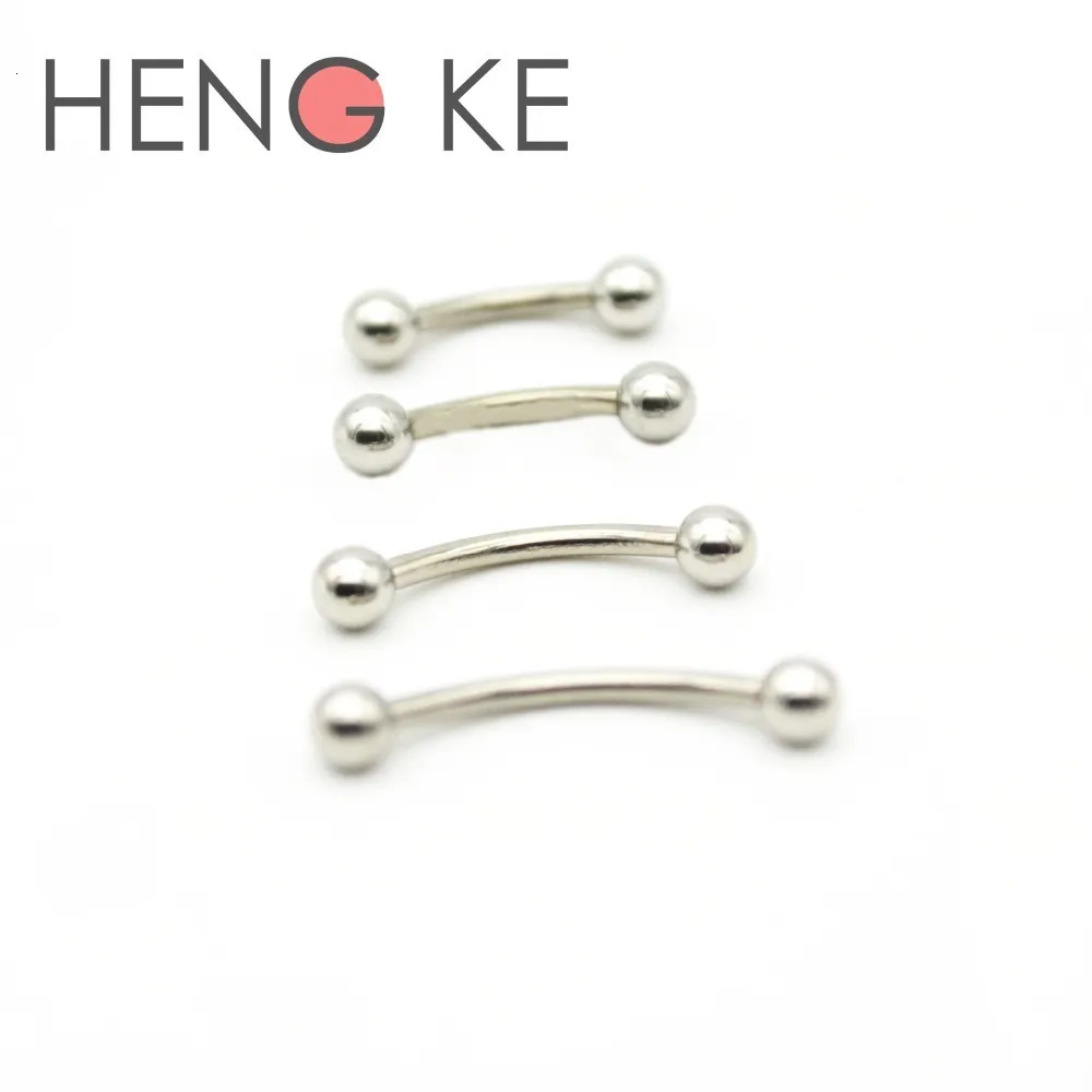 Labret Lip Piercing Jewelry 강철 눈썹 반지 바 구부러진 12mm Barbell 6mm 8mm 10 12 14 16 바디 게이지 배꼽 막대 230802