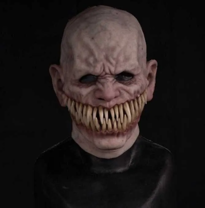 Parti Maskeleri Korku Stalker Palyaço Maskesi Cosplay ürpertici büyük ağız dişleri Chompers Lateks Maskeler Cadılar Bayramı Korkunç Kostüm Props L230803