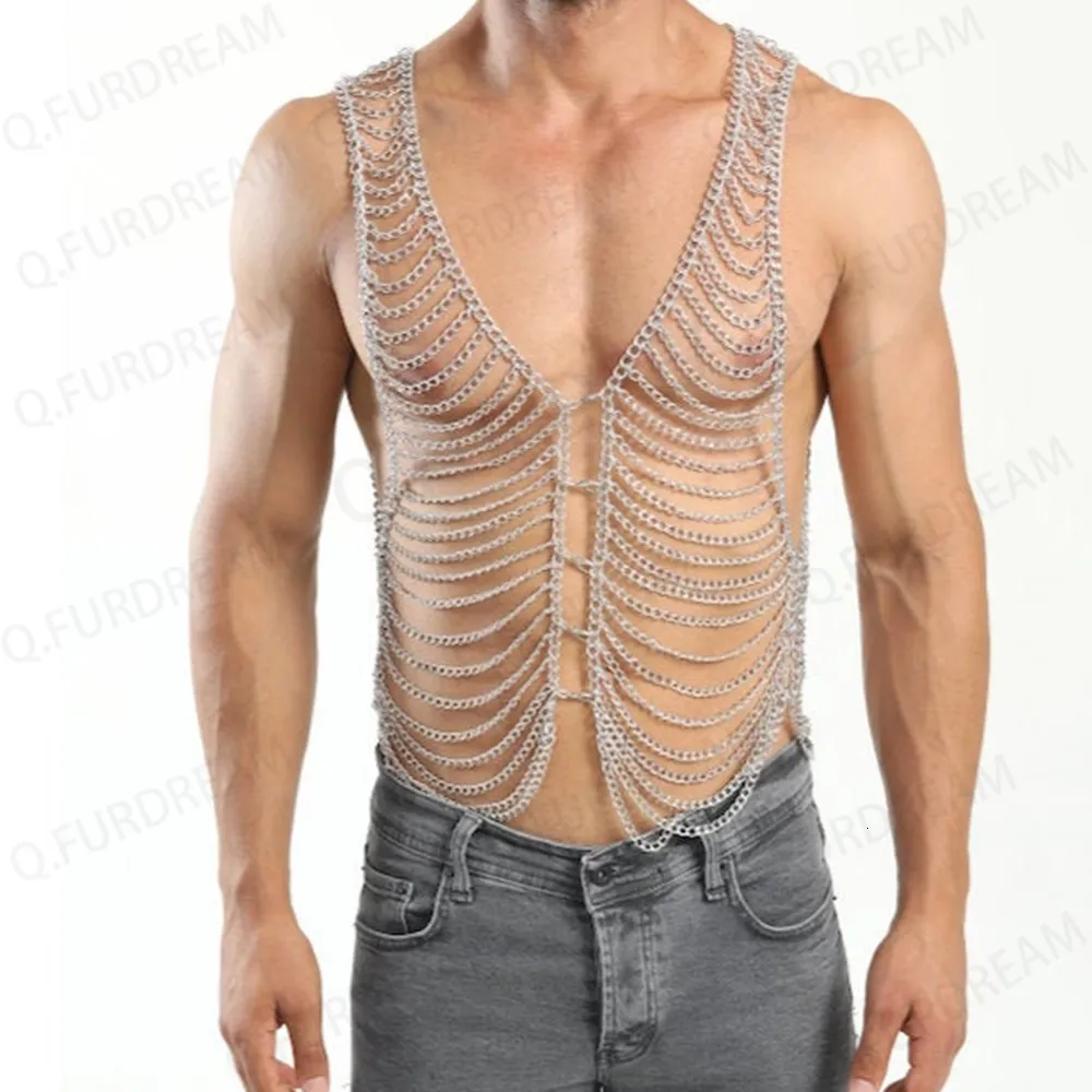 Mens Sexy Body Chest Crystal Chain Punk Metal Bikini Harness For Festivals Parties Raves And Goth Gifts 230802 From Shu05 22.38 DHgate.Com