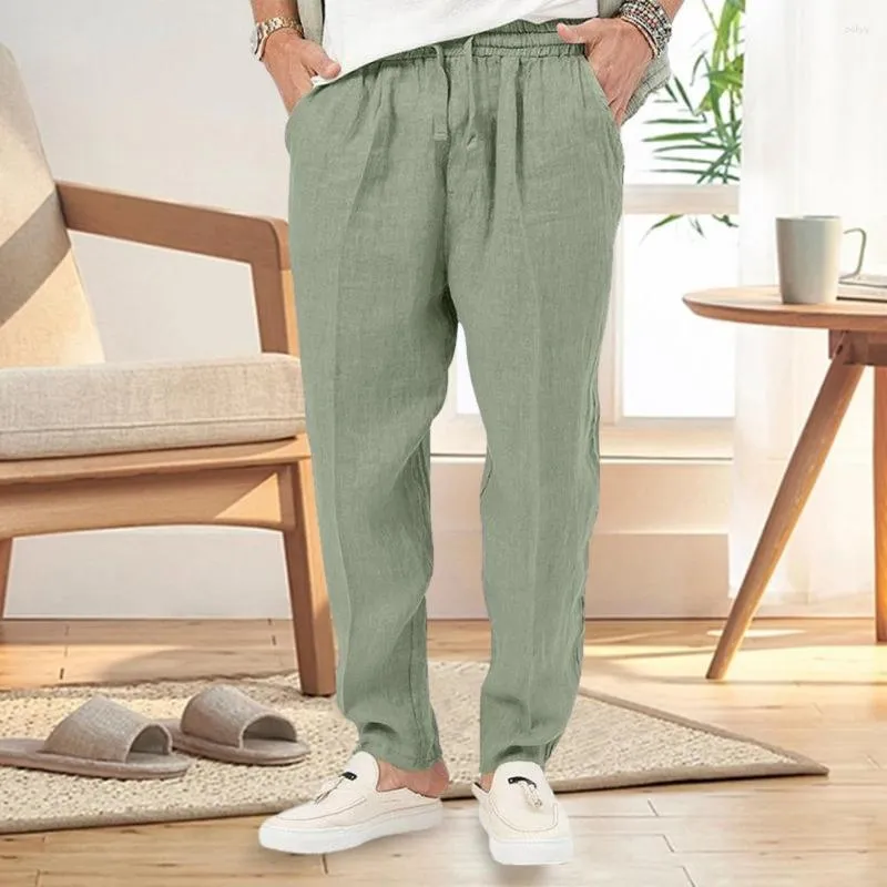 Pantalons pour hommes Hommes Sports Cordon Taille élastique Poches lâches Doux Respirant Pantalon long entrejambe profond