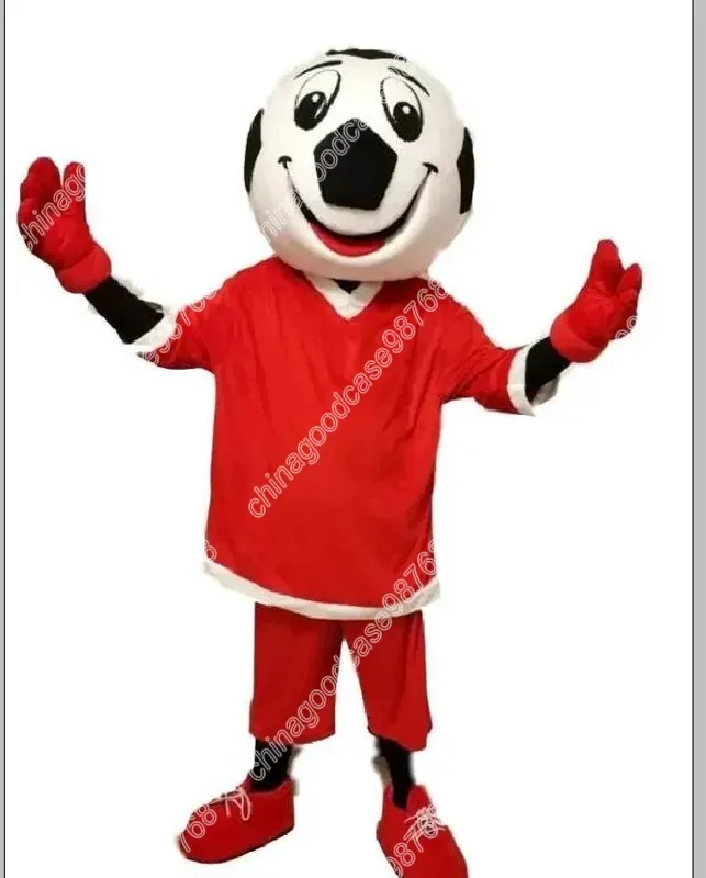 volwassen karakter rode voetbal mascotte kostuum halloween kerst jurk full body rekwisieten outfit mascotte kostuum