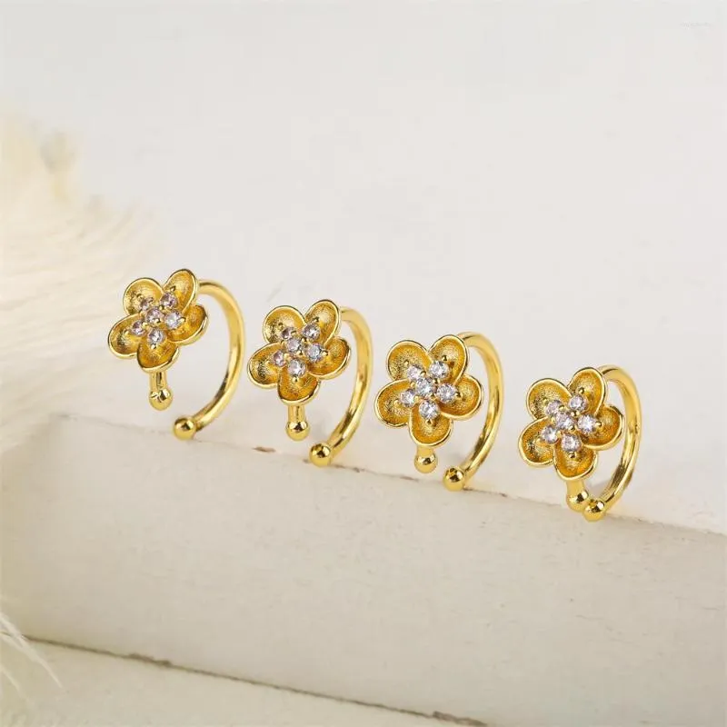 Dos boucles d'oreilles cristal oreillette zircon cubique élégant feuille florale femme manchette sans Piercing bijoux de mariage charme botanique