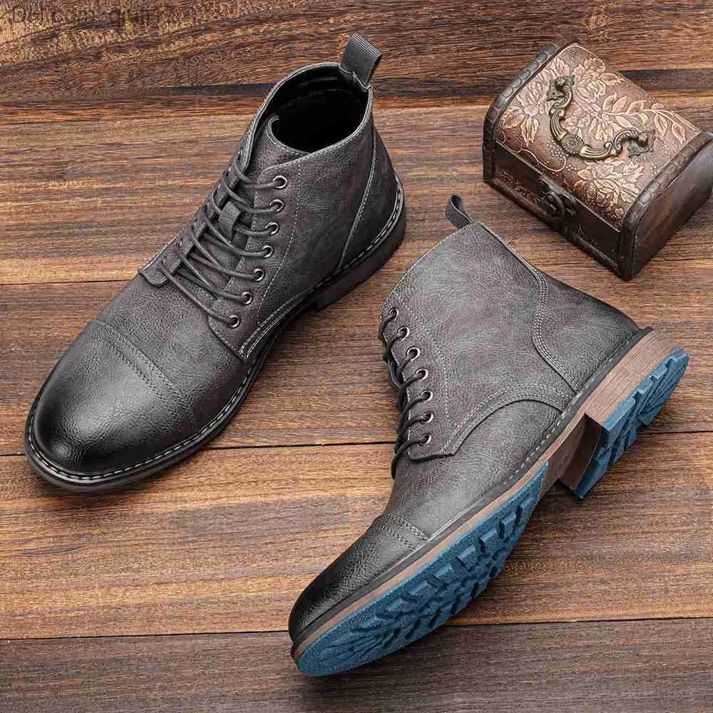 Сапоги 7-13 ботинки для мужчин 2023 модные бренды кожаные сапоги #al636 Z230803