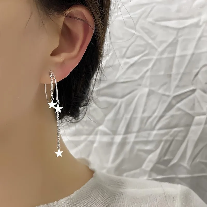 Hoop Earrings Trendy Silver Color Drop Stars Tassel Chain Arc For Women Girl Gift Fashion Jewelry Dropship Wholesale
