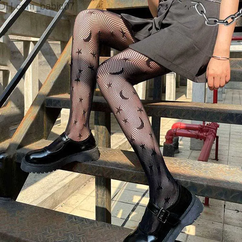 Sexy Socks New Sexy Skinny Womens Moon Star Mysterious High Waist Stockings  Gothic JK Lolita Mesh Fishnet Pantyhose For Women Gifts Z230803 From 3,54 €